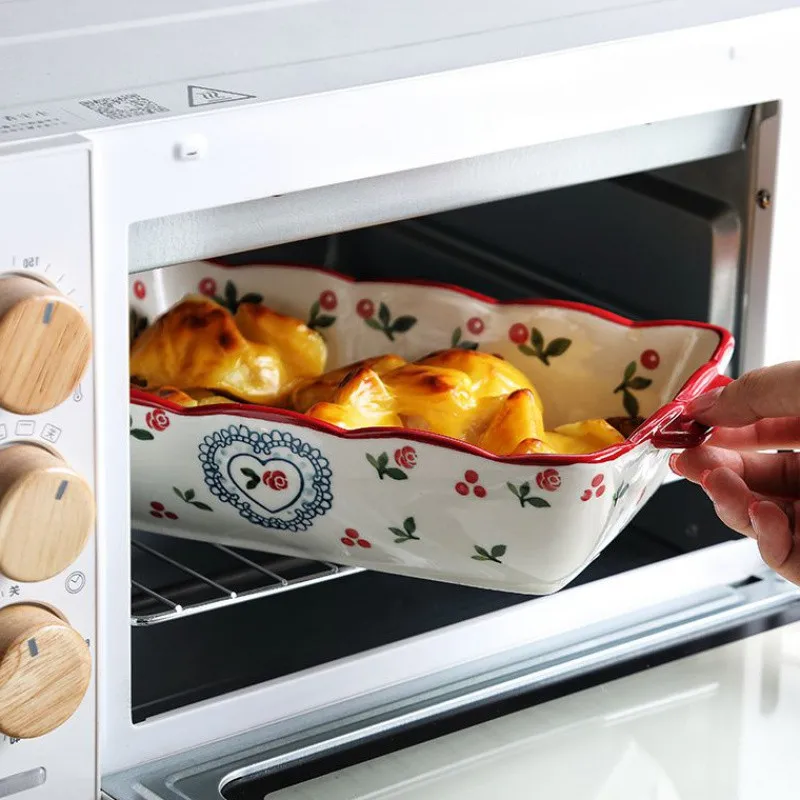 Тарелка для выпечки с красной вишней керамические обеденные блюда европейская