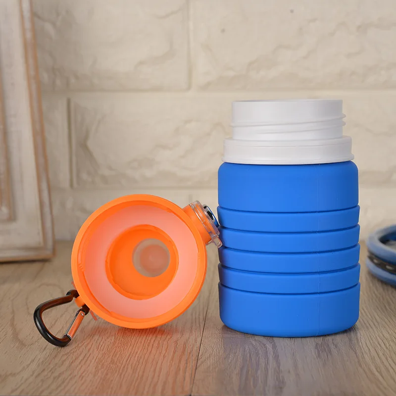 

New Arrivals Folding Water Bottle Outdoor Collapsible Portable Kettle Bottle Silicone Telescopic Kettle Collapsible Cup With Lid