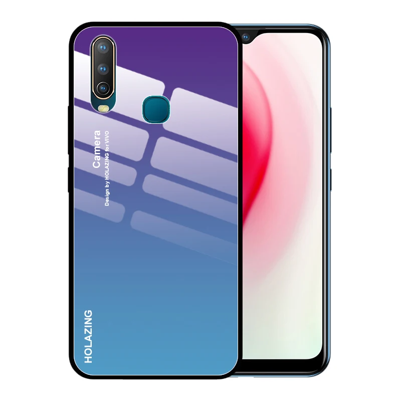 Чехол из закаленного стекла с градиентом и кристаллами для VIVO Y15 Y17 Y12 U3X U10 Y93 Y85 Y81 Y71