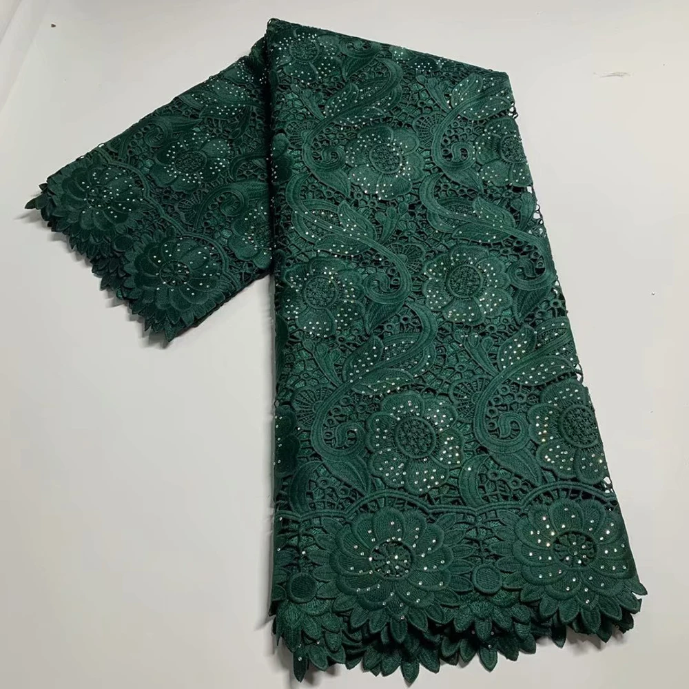 Зеленая африканская французская кружевная ткань из гипюра 2021