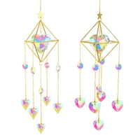 crystal windchime ornaments love heart pendant hanging wind chimes window craft christmas tree outdoor garden car home decor