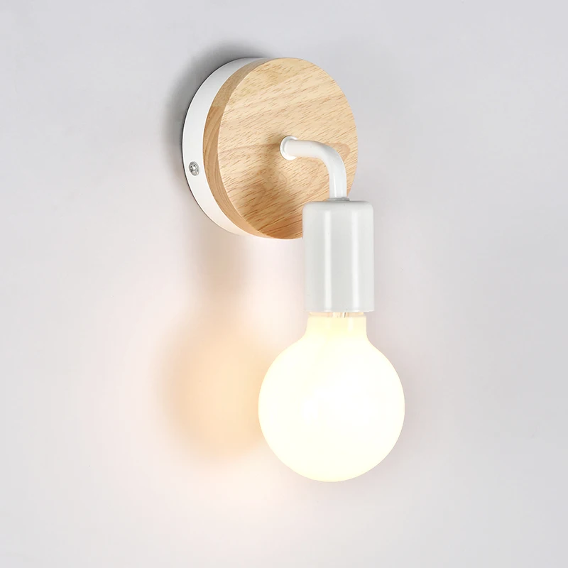 

Nordic creative bedroom bedside small wall lamp aisle corridor living room solid wood curved pipe simple solid wood wall lamp