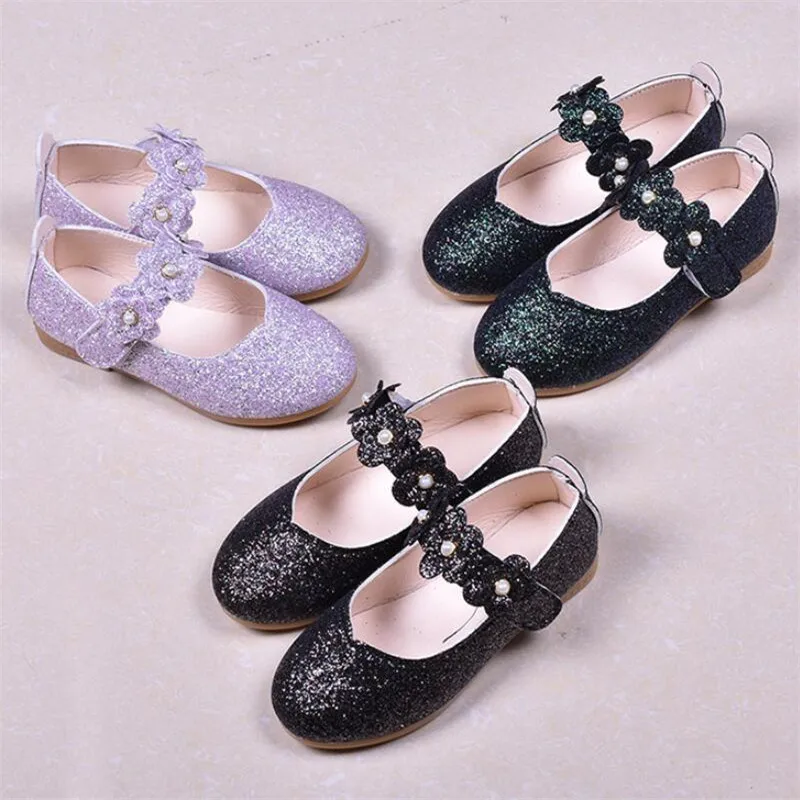 Новинка 2020 года обувь принцессы с блестками и цветами для девочек тонкие
