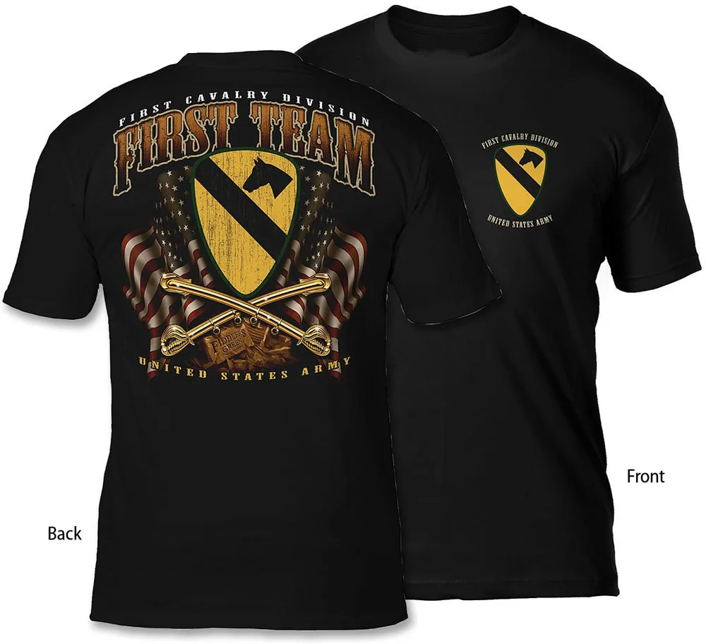 Футболка с 1-й кавалерией. Летняя Хлопковая мужская футболка коротким рукавом и