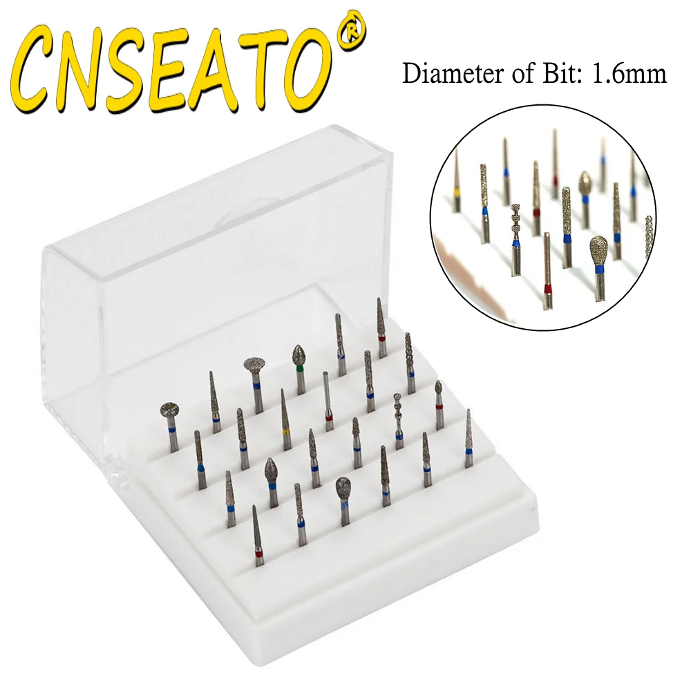 24Pc Dental Diamond Burs Drill Holder Stand Block FG High Speed Dentistry Polishing Bit Grit Disinfection Box Dentist Tool 1.6mm - купить по