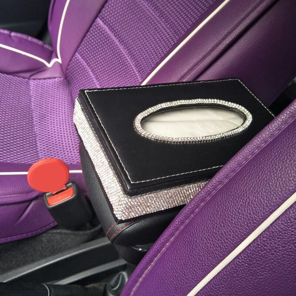 Отличный подарок черная кожаная автомобильная коробка для салфеток с