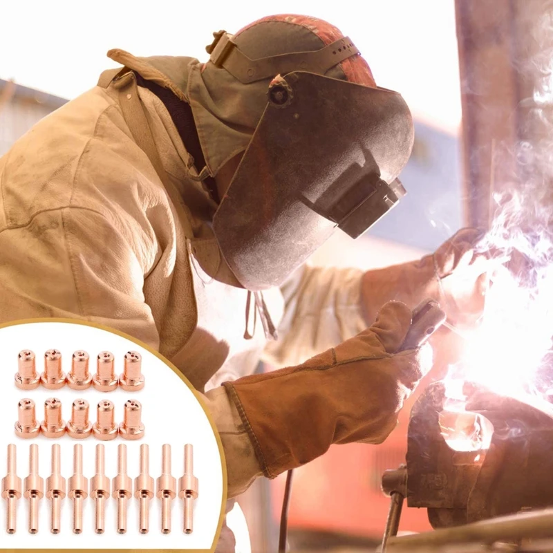 

20pcs Red Copper Extended Long Plasma Cutter Tip Electrodes&Nozzles Kit Mayitr Consumable For PT31 LG40 40A Cutting