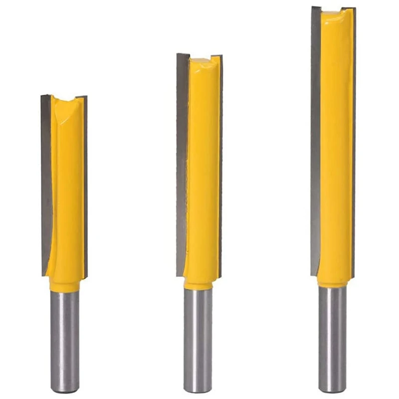 

3Pcs 8Mm Shank Straight Bit Set Carbide Wood Milling Cutter Woodworking Tools Extra Long Straight Router Bit