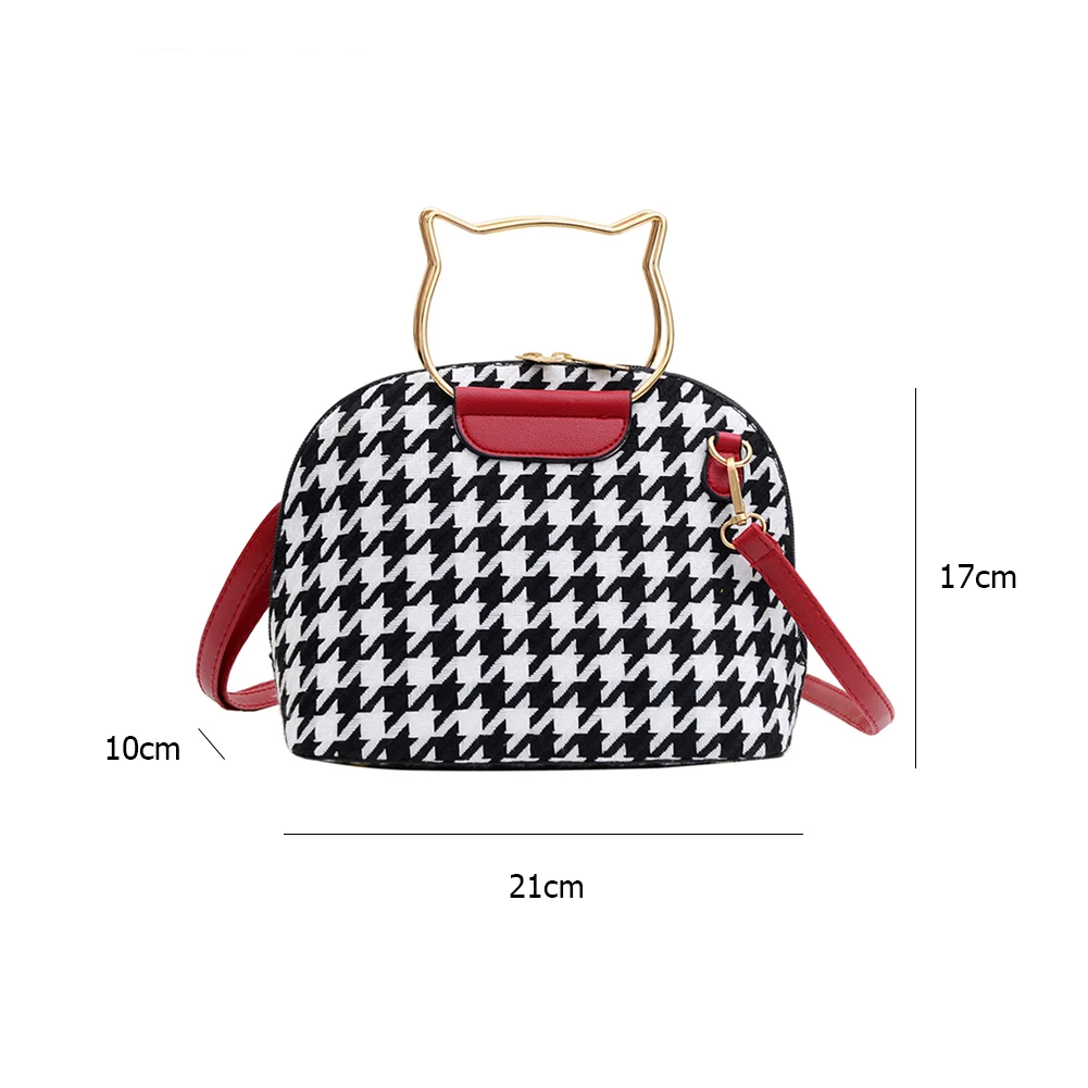 

Popular Simple Female Daily Bag Fashion Shoulder Messenger Bag Women PU Woolen Splicing Shell Cat Handle Totes