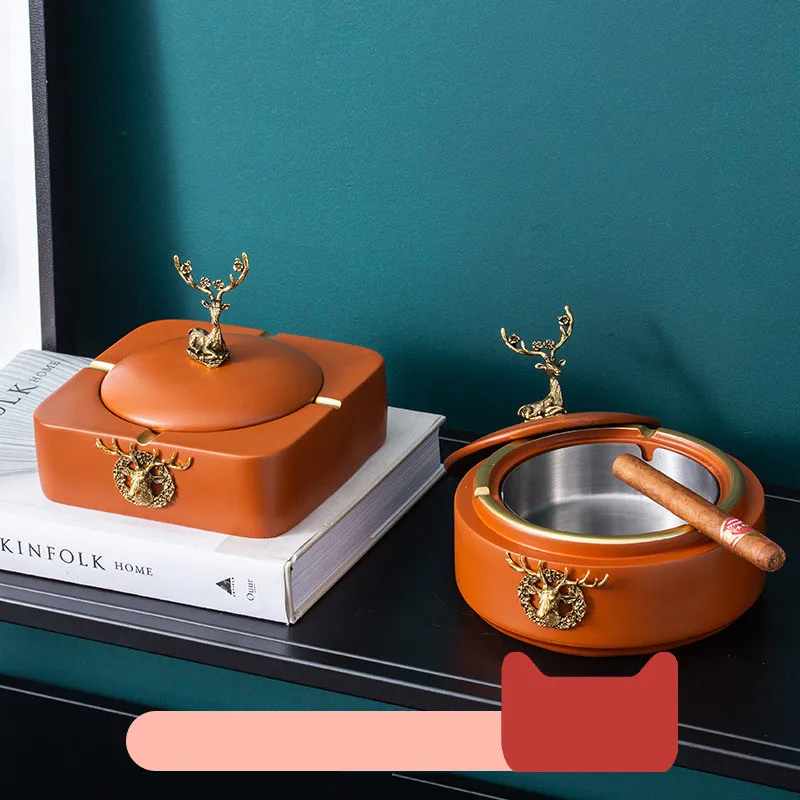 

Resin Ashtray Portable Cigar Ashtray With Lid for Office Living Room Clubhouse KTV Useful European Style Creative Decorations