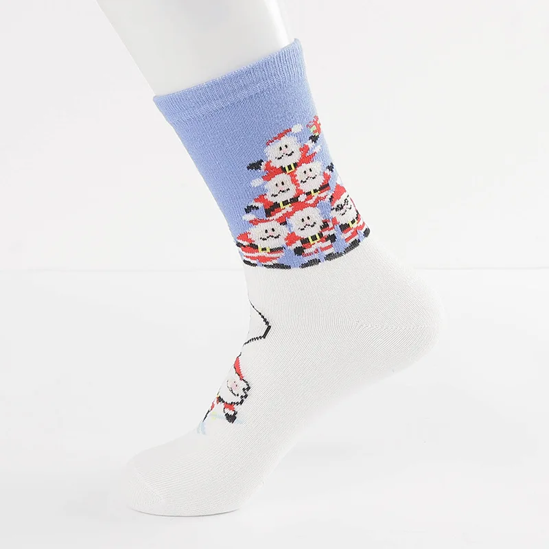 Бежевый 1 pair Casual Women Christmas socks Funny Cartoon Snowman Santa Claus elk flake socks Cotton Christmas Gift for women - Цвет: Бежевый