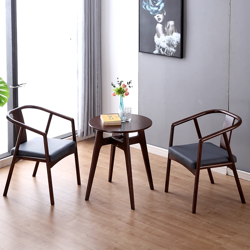 Designer chair creative Nordic wood simple Hiroshima Kennedy President new Chinese leather dining |