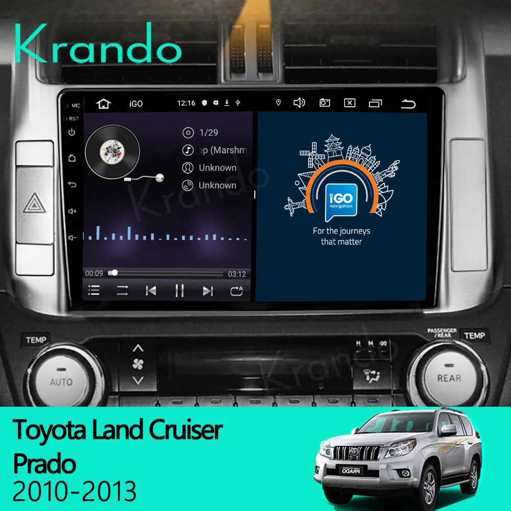 Krando Android 10 0 9 &quotIPS Full Touch автомобильное мультимедийное радио для Toyota Land Cruiser Prado 150