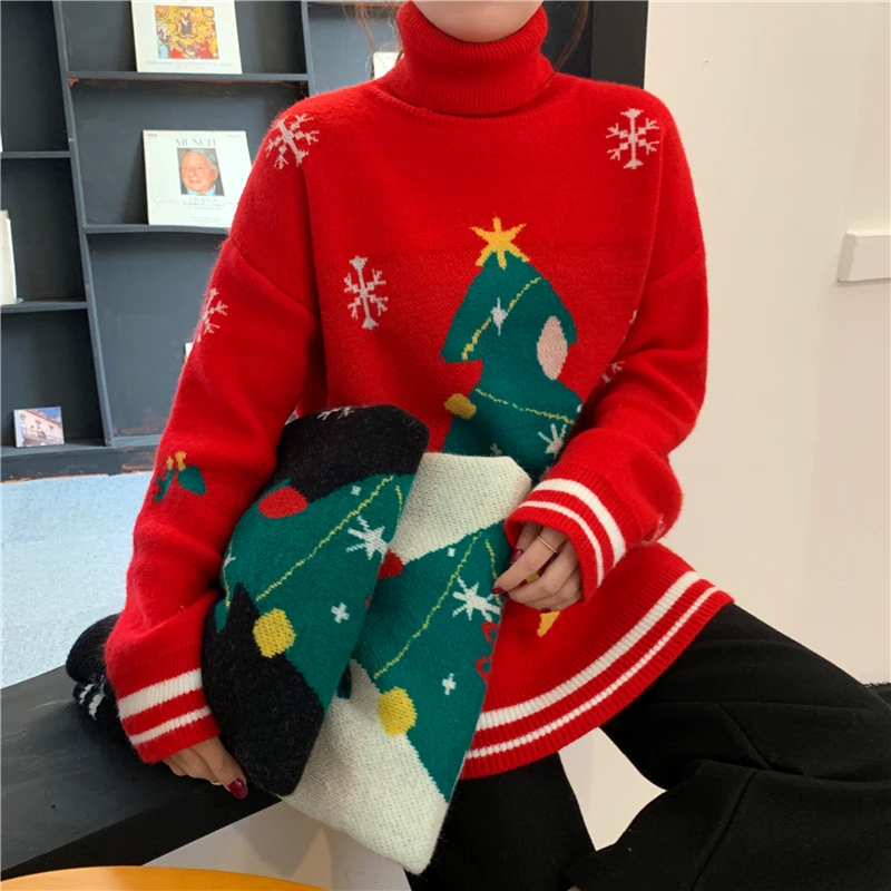 

Женский джемпер с Санта Клаусом, вязаный жаккардовый пуловер, свитер для осени и зимы, 2020