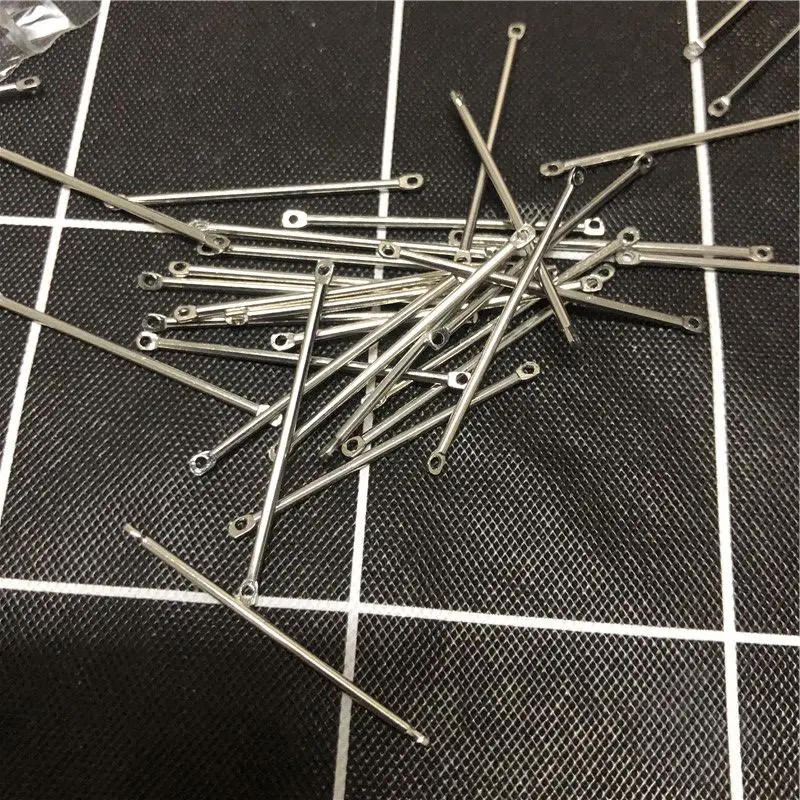 50 шт./лот Двойной цилиндрический стержень для сережек соединительный