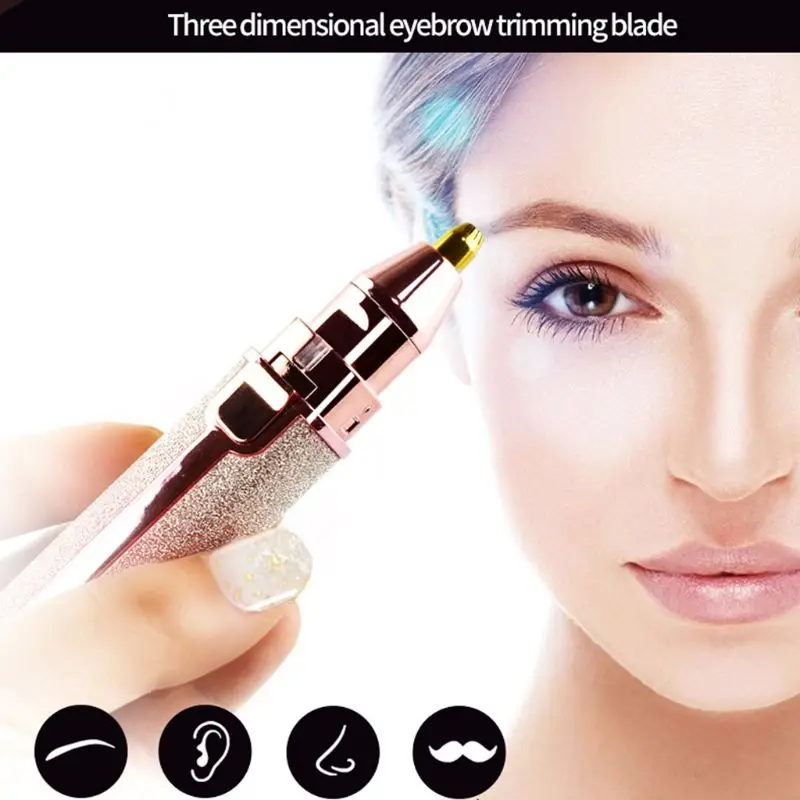 2 в 1 Женский Портативный электрический триммер для бровей Бритва удаления волос