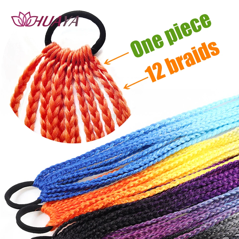 

HUAYA Synthetic Colored Dirty Braids Small Hair Braids Ponytail Hair Extensions Band Rubber Elastic Hair Accessories Wig