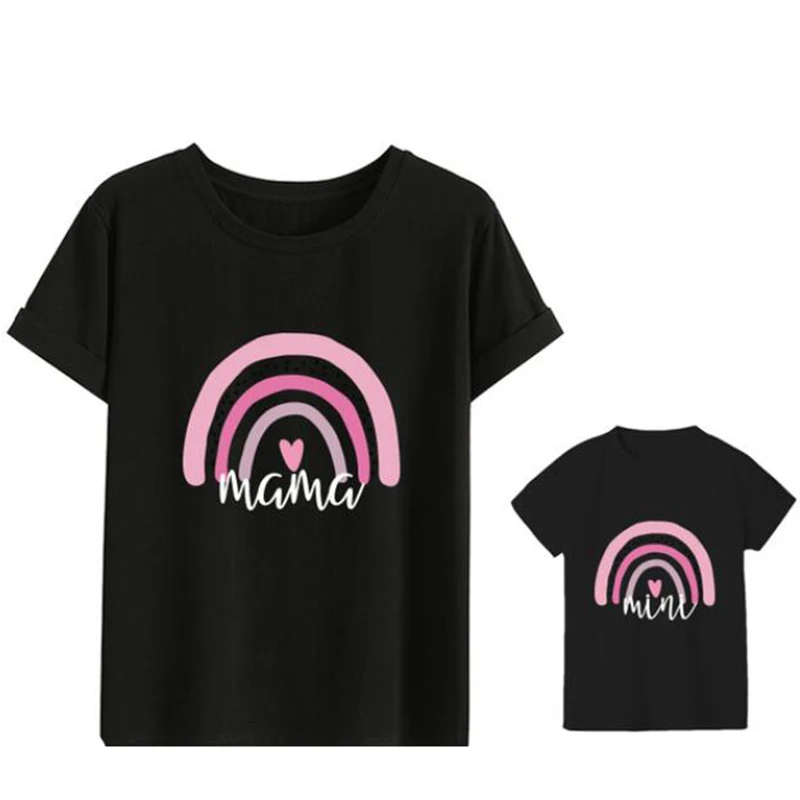 Minicamisas de arco&iacute;ris para mam&aacute; y beb&eacute;, traje de arco&iacute;ris para beb&eacute;, Regalo para mam&aacute;, camisa para mam&aacute; y yo, conjunto familiar con estampado bonito y Neutral-5