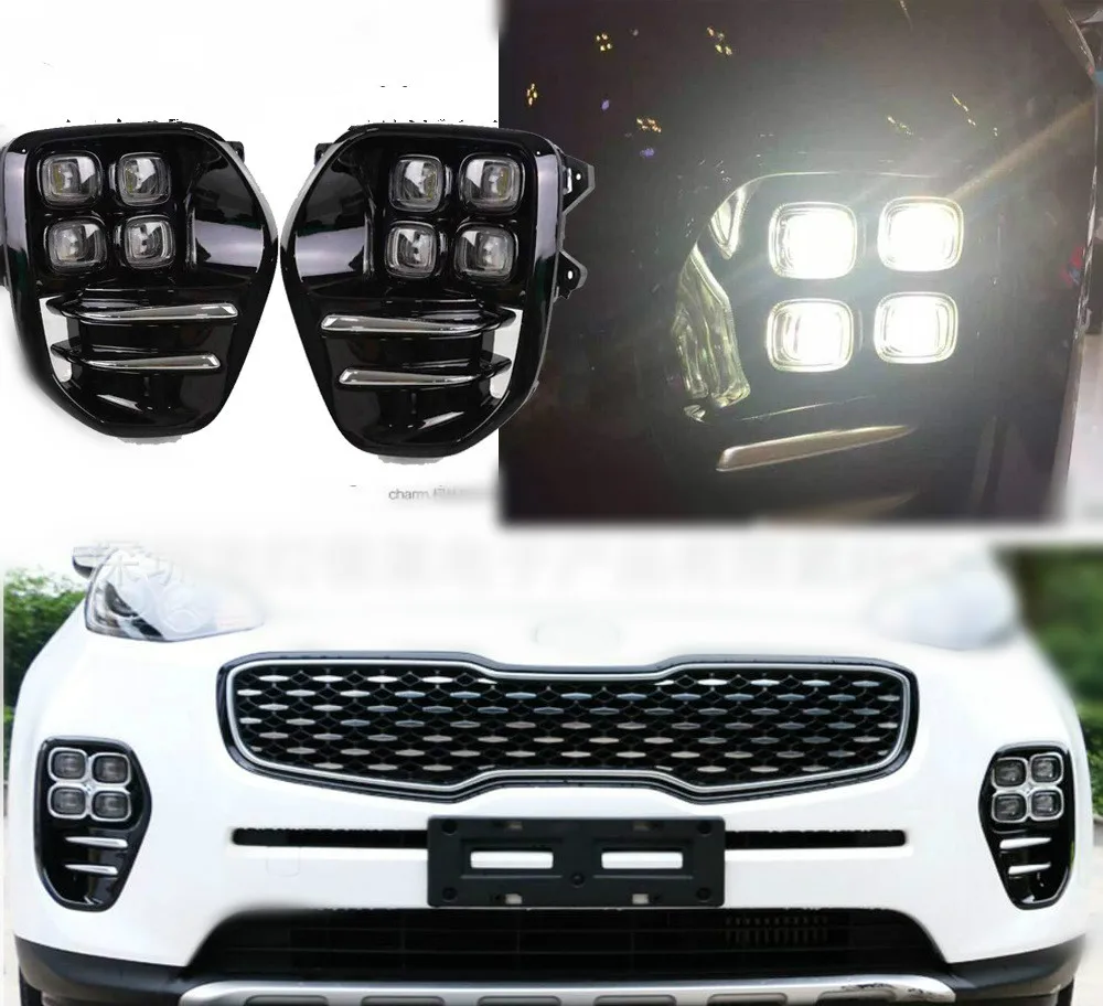 For KIA Sportage QL kx5 2016 2017 2018 LED Fog Light Lamp Daytime Running Set Auto Car White DRL KX5 | Автомобили и мотоциклы