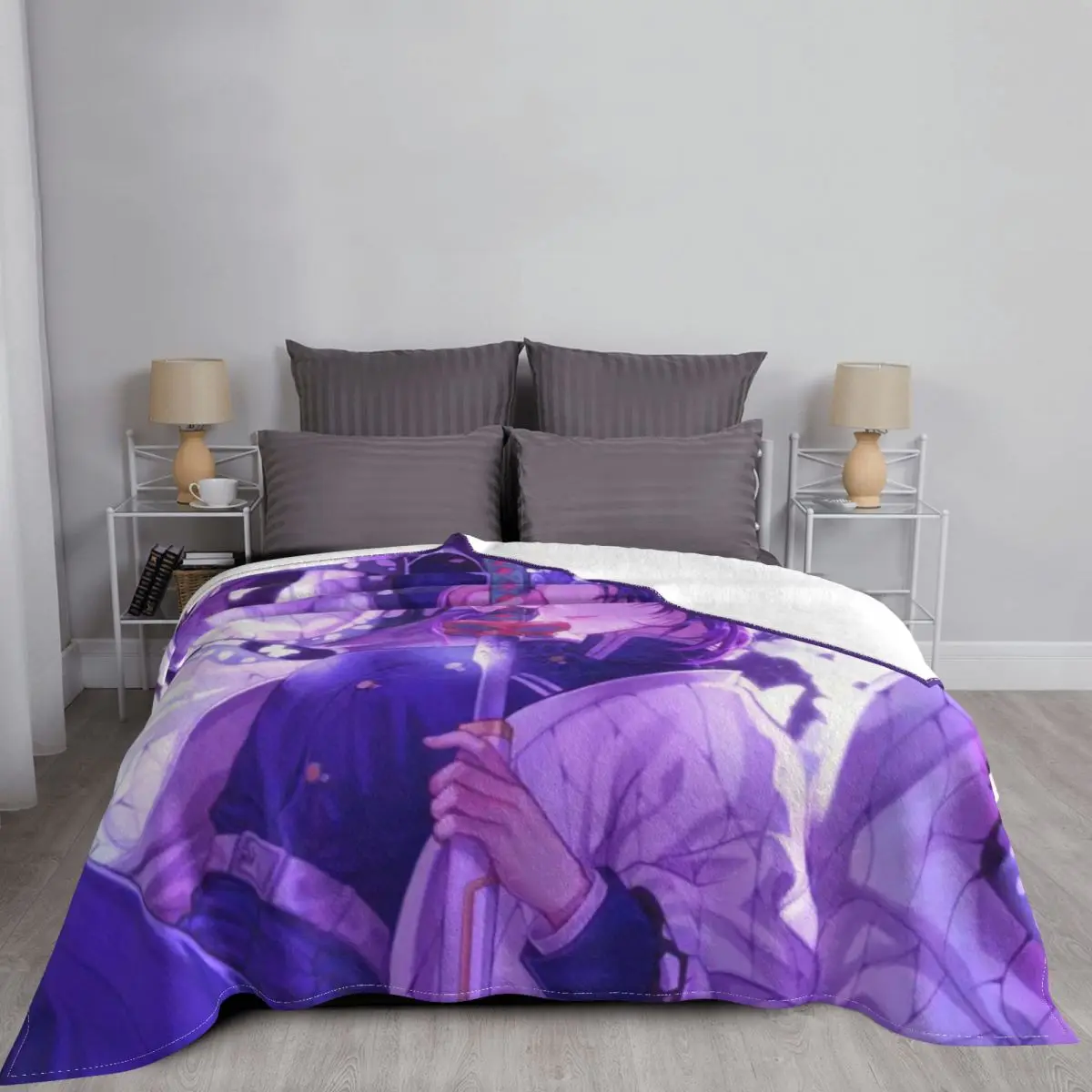 

Shinobu Kocho Blanket Demon Slayer Kimetsu Anime Warm Plush Ultra Soft Fleece Throw Blanket Sofa Bedspread Cover Couch Velvet