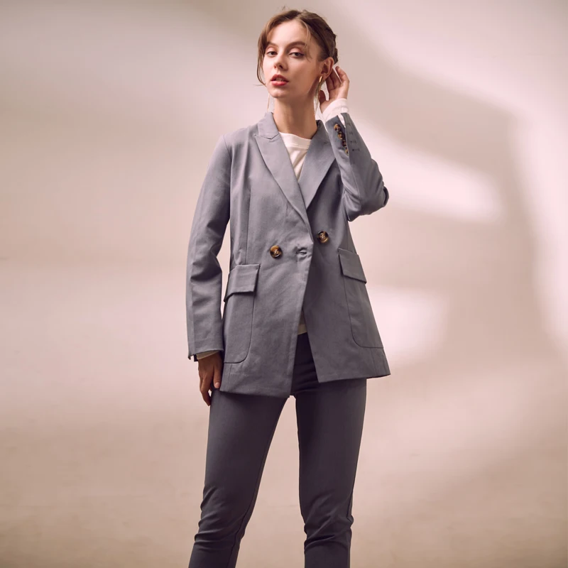 

Luck A 2020 autumn women single blazer office lady fashion high waist pants suit female elegant two piece set