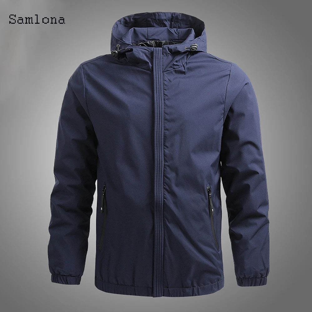 Куртка мужская однотонная с капюшоном модное худи длинным рукавом на молнии