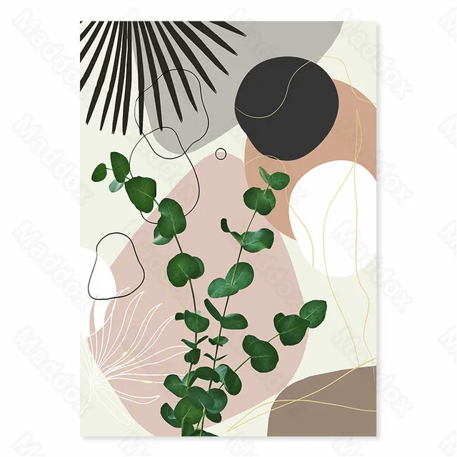 

Home Decoration Frameless Ink Printing Canvas Painting Small Fresh Green Black Da Leaf Green Small Leaf Abstract Poster