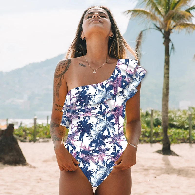 Новинка бикини с растительным принтом Женский сдельный купальник сексуальный