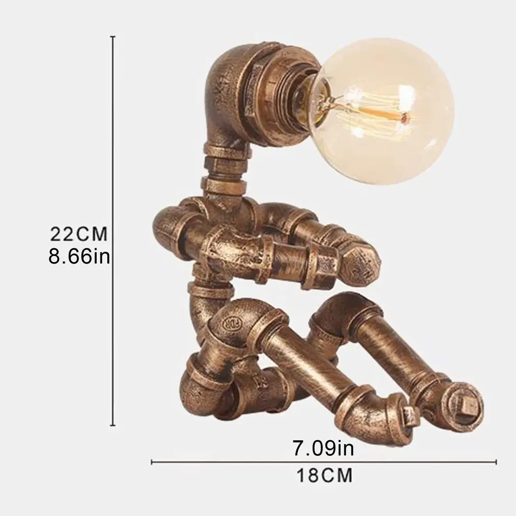 

Retro Industrial Iron Pipe Robot Table Lamp Without Bulb Anti-fouling Anti-rust Easy To Clean Saving Space Iron UK Type