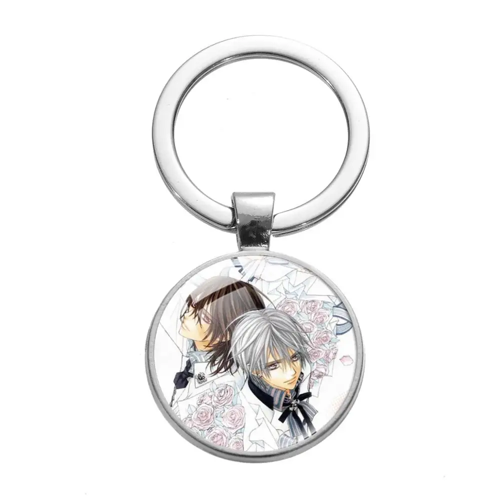 SONGDA Classic Anime Vampire Knight Keychain Clan Kaname Art Picture Glass Dome Key Ring Car Keychains Handbag Pendant for Girls | Украшения
