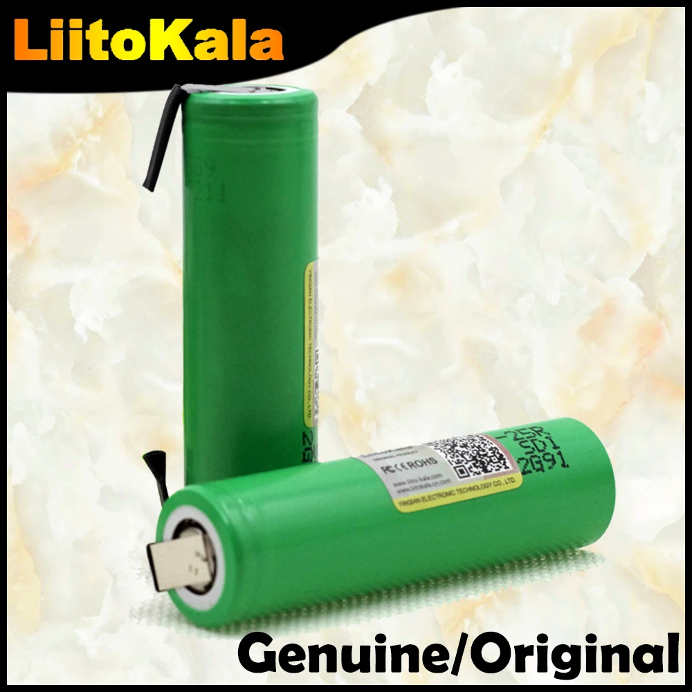 Оригинальный литиевый аккумулятор Liitokala 18650 25R 2500 мАч 20 А Электронная батарея с