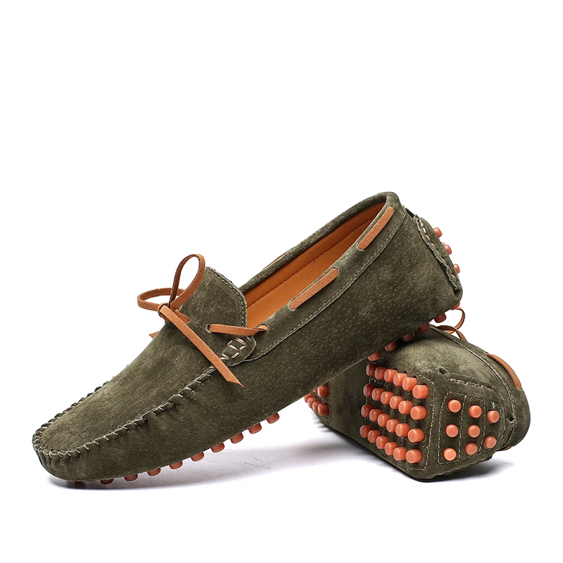 Casual Shoes Men Penny Loafers Luxury Brand Handmade Suede Leather Driving Dress Moccasins For Skor Green PUTILER | Обувь