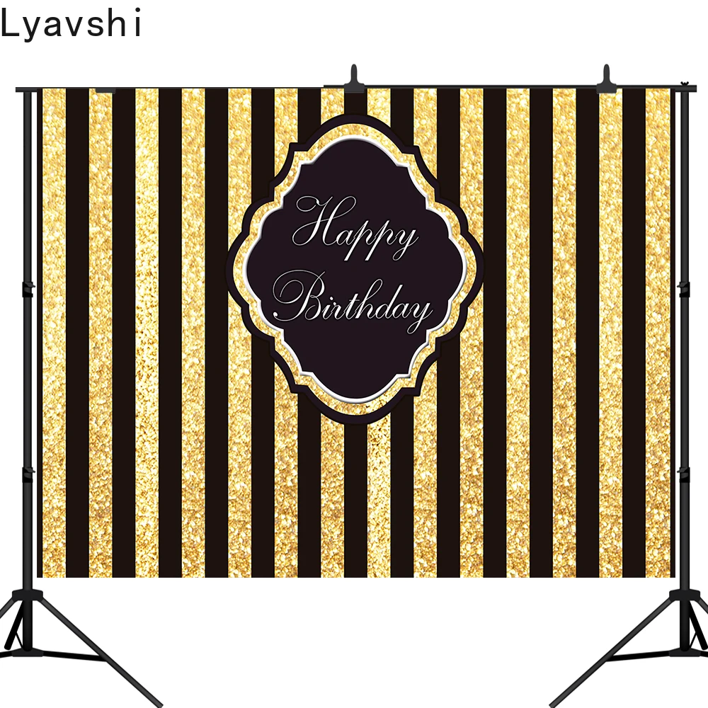 

Lyavshi черный золотой блестящий полосатый фон для фотосъемки декор для первого дня рождения фотостудия фон для фотосъемки