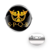 classic spqr roman empire design decoration brooches collar pin glass convex dome fashion accessories gift