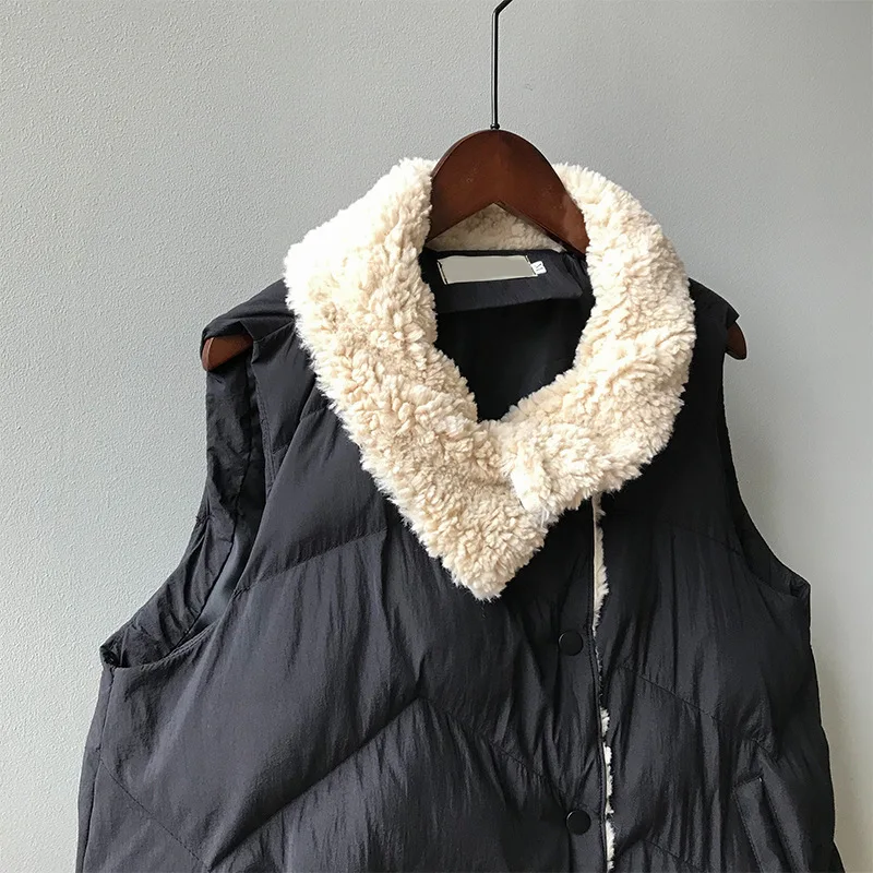 

Aransue 2019 winter new wool collar vest female Korean loose and thin waistcoat YS-hb975