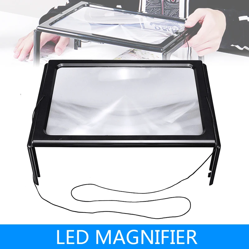 

A4 Full Page Stand Magnifying Glass Sheet Desk Type Reading Loupe Magnifier Glass PVC Lenses For Read Newspaper Books
