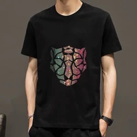 casual mens fashion diamond pattern t shirt comfortable and breathable design summer personality o neck cotton pullover