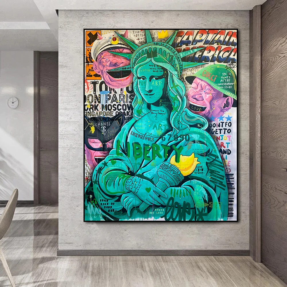 

Graffiti Art Sculpture Statue Of Liberty Poster Painting Canvas Print Wall Art Picture For Living Room Home Decor Frameless