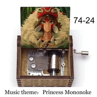color print anime mononoke hime princess mononoke music theme ashitaka music box wooden kids fans gift christmas gift