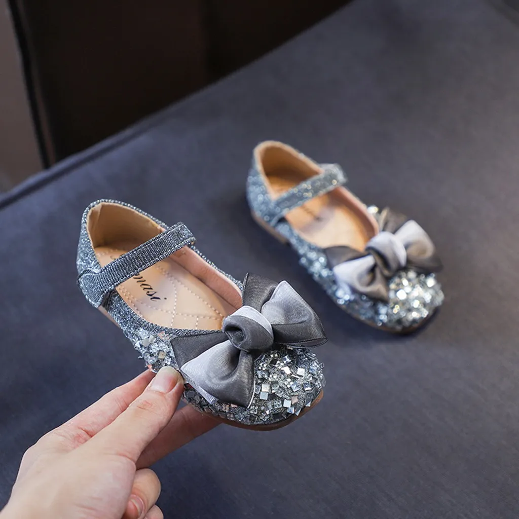 Children Kids Sandals Baby Girls Shoes Bowknot Sequins Crystal Bling Single Princess Dance Casual Детская Обувь Melissa | одежда и