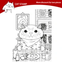 cute cat eating breakfast transparent clear stamps for scrapbooking card making photo album silicone stamp diy decorative crafts
