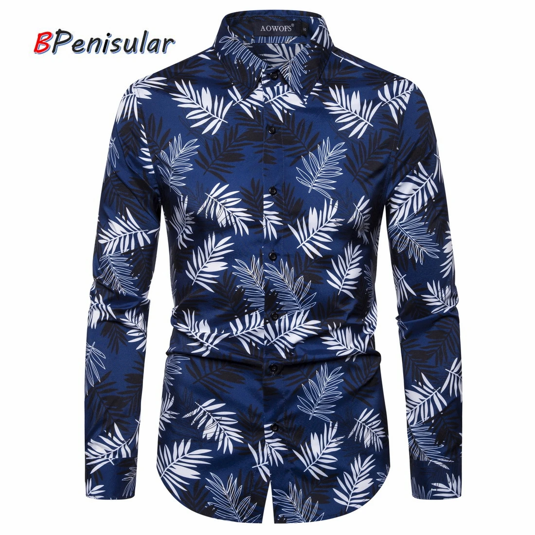 Весна 2020 рубашка большого размера с длинным рукавом Мужская гавайская цифровым