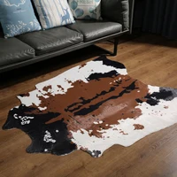 Brown Faux Cowhide Rug Western Cowboy Fur Skin Area Carpet for Living Room 140x160cm