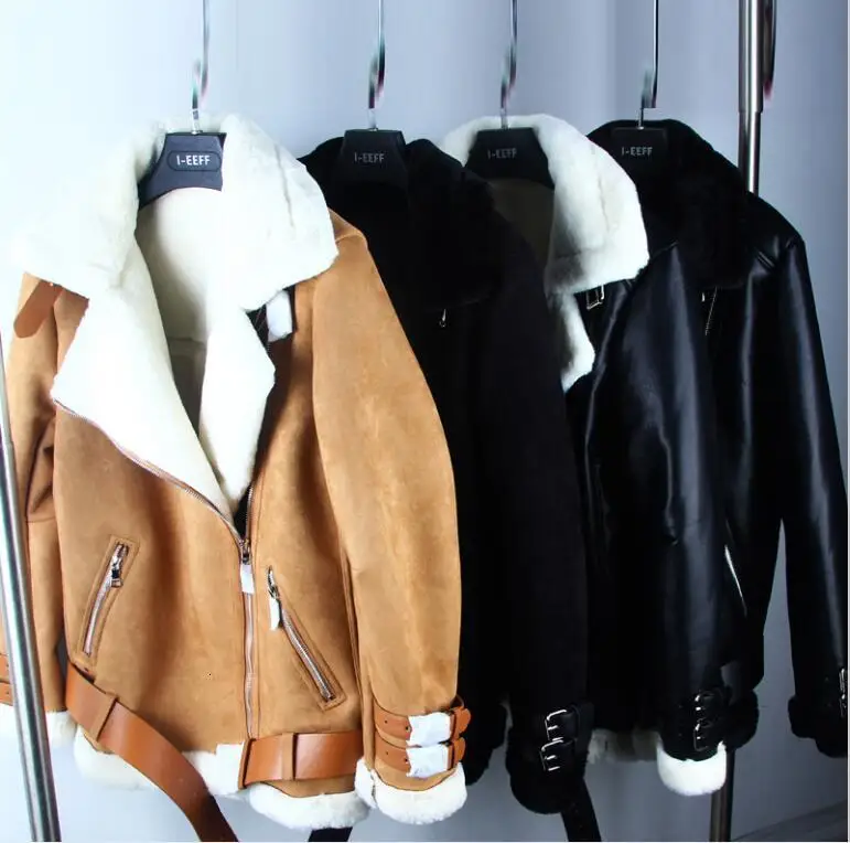 Женское модное зимнее меховое пальто высокого качества из овечьей шерсти