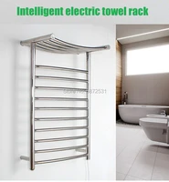 fashion 304 stainless steel towel warmer with shelf bathroom toilet heated towel rail wall mounted 110v220v electric towel rack