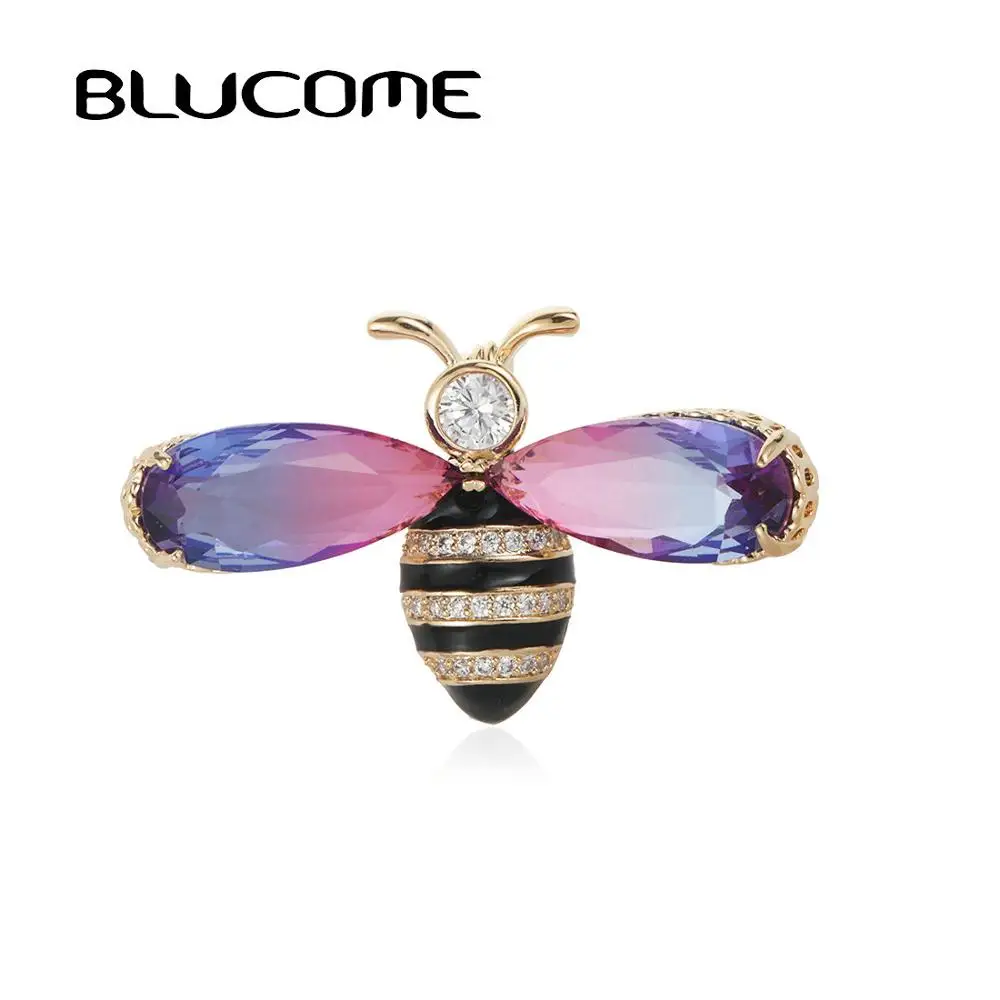 Blucome Милая брошь в виде насекомых, летающая пчела, детская одежда для девочек, аксессуары, кубический циркон, эмаль, броши в виде животных, подарки на день рождения, ювелирные изделия