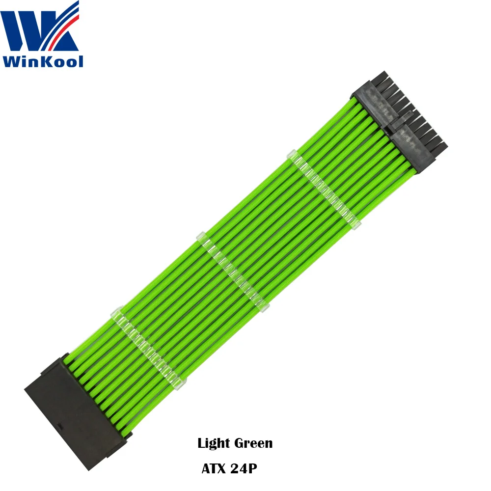 WinKool ATX MB 24PIN Female to Male 24P 18AWG рукавами PSU УДЛИНИТЕЛЬ шнур питания/кабель с черно белым