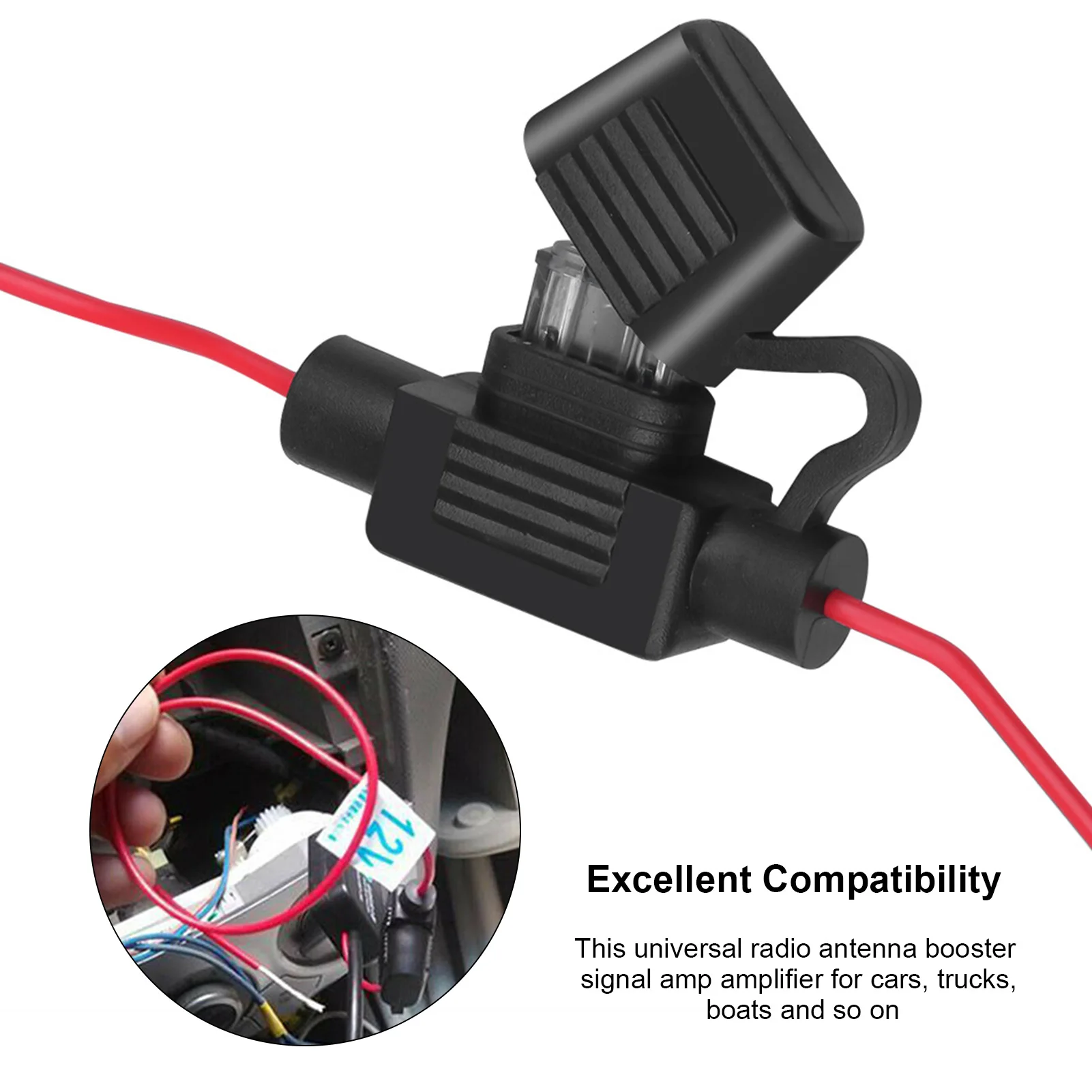

12V Car Auto Stereo FM Antenna Signal Amplifier Booster FM Radio Antenna Anti-interference Easy Installation Car Accessories