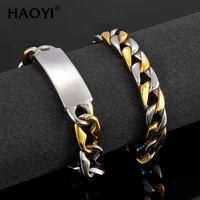haoyi 1114mm matte polished mens curb bracelet cuban link chain mixed colours 316l stainless steel id bracelet