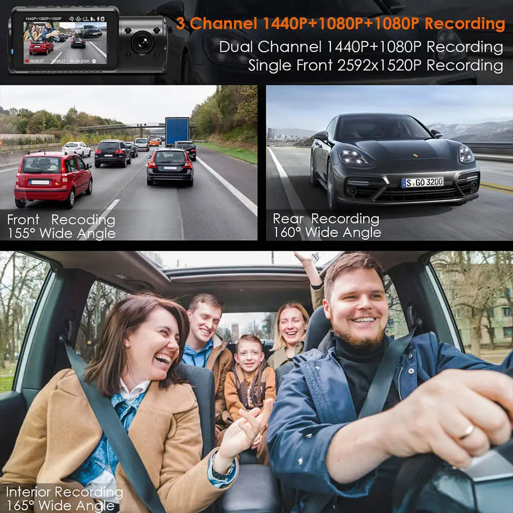 Vantrue Н4 тире камеры с разрешением 4K видеорегистратор 3 в 1 автомобильный камера